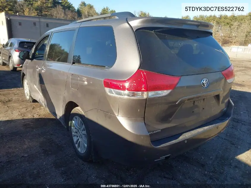 5TDYK3DC7ES522762 2014 Toyota Sienna Xle V6 8 Passenger