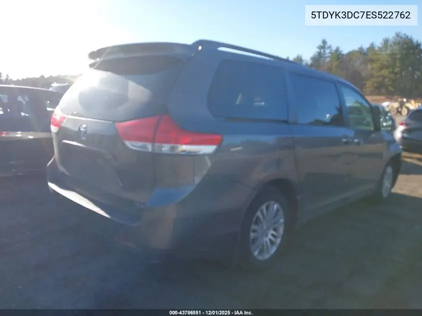 5TDYK3DC7ES522762 2014 Toyota Sienna Xle V6 8 Passenger