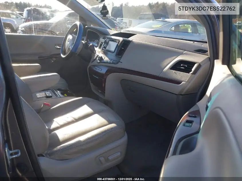 5TDYK3DC7ES522762 2014 Toyota Sienna Xle V6 8 Passenger