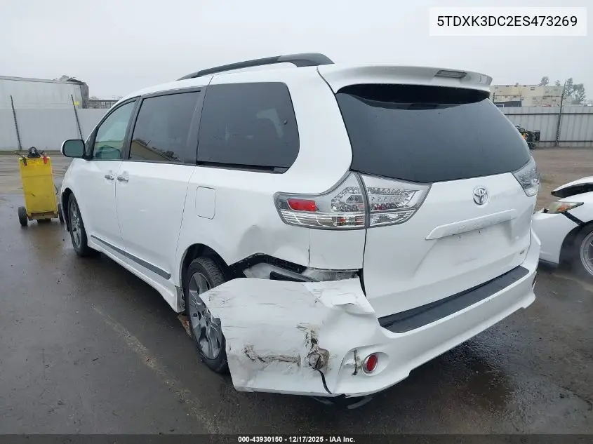 5TDXK3DC2ES473269 2014 Toyota Sienna Se 8 Passenger