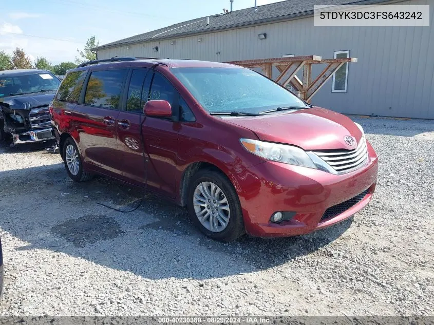 5TDYK3DC3FS643242 2015 Toyota Sienna Xle Premium 8 Passenger