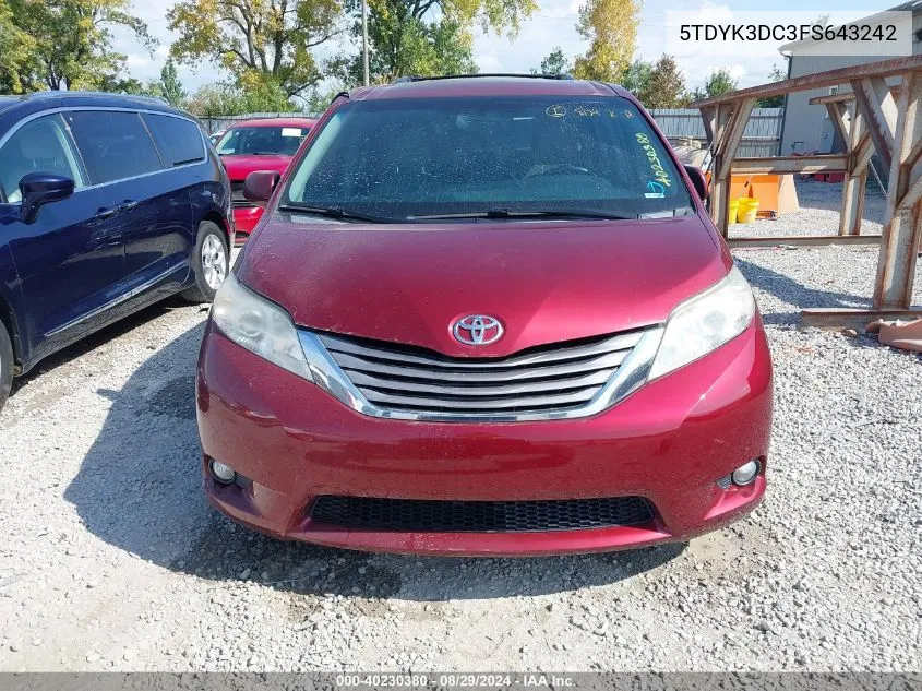 2015 Toyota Sienna Xle Premium 8 Passenger VIN: 5TDYK3DC3FS643242 Lot: 40230380