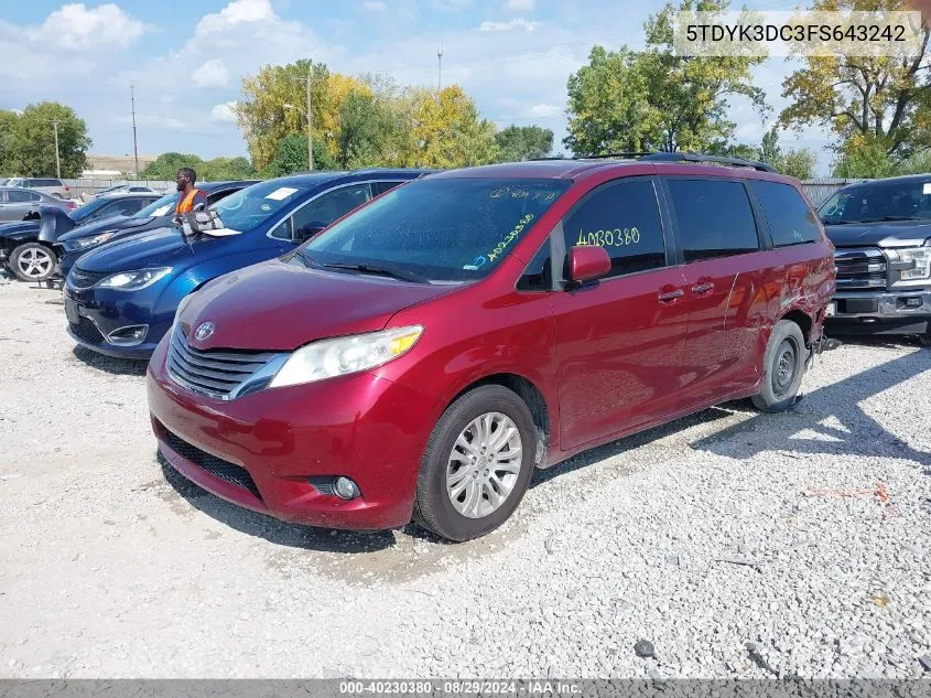 2015 Toyota Sienna Xle Premium 8 Passenger VIN: 5TDYK3DC3FS643242 Lot: 40230380