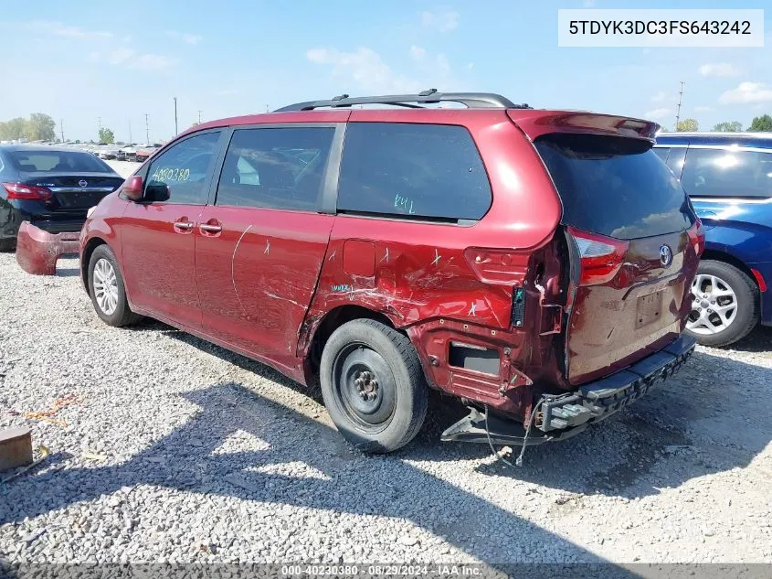 5TDYK3DC3FS643242 2015 Toyota Sienna Xle Premium 8 Passenger