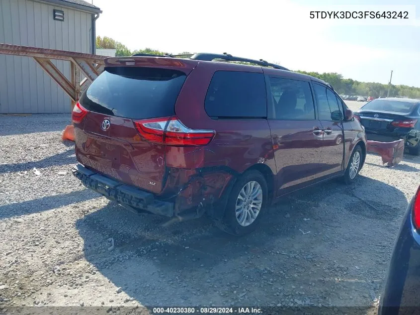 2015 Toyota Sienna Xle Premium 8 Passenger VIN: 5TDYK3DC3FS643242 Lot: 40230380