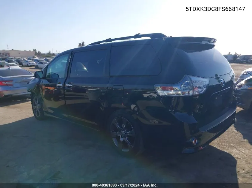 5TDXK3DC8FS668147 2015 Toyota Sienna Se 8 Passenger