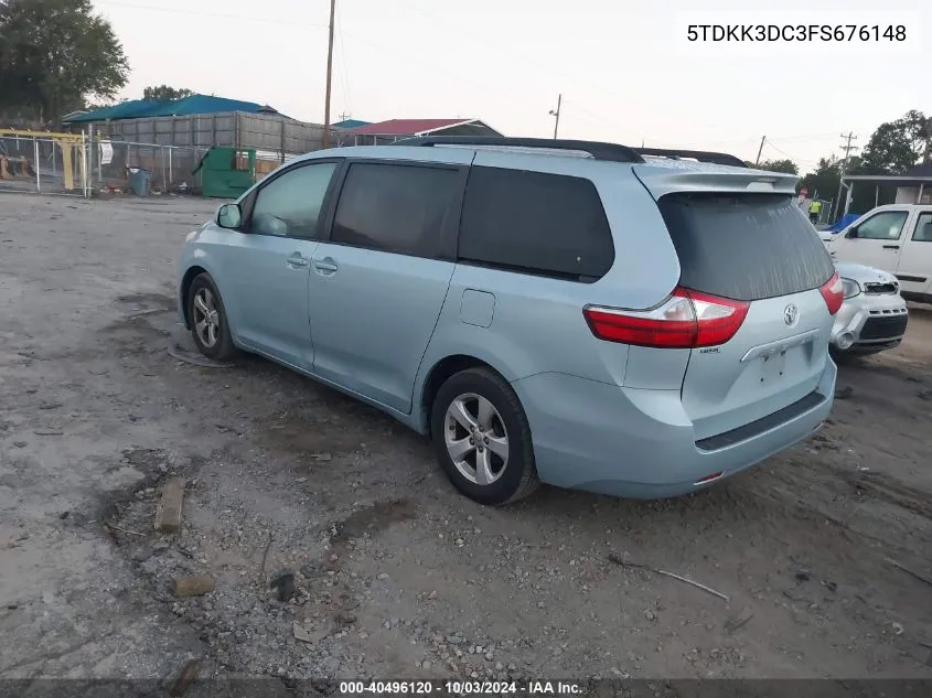 5TDKK3DC3FS676148 2015 Toyota Sienna Le/Le 8 Passenger