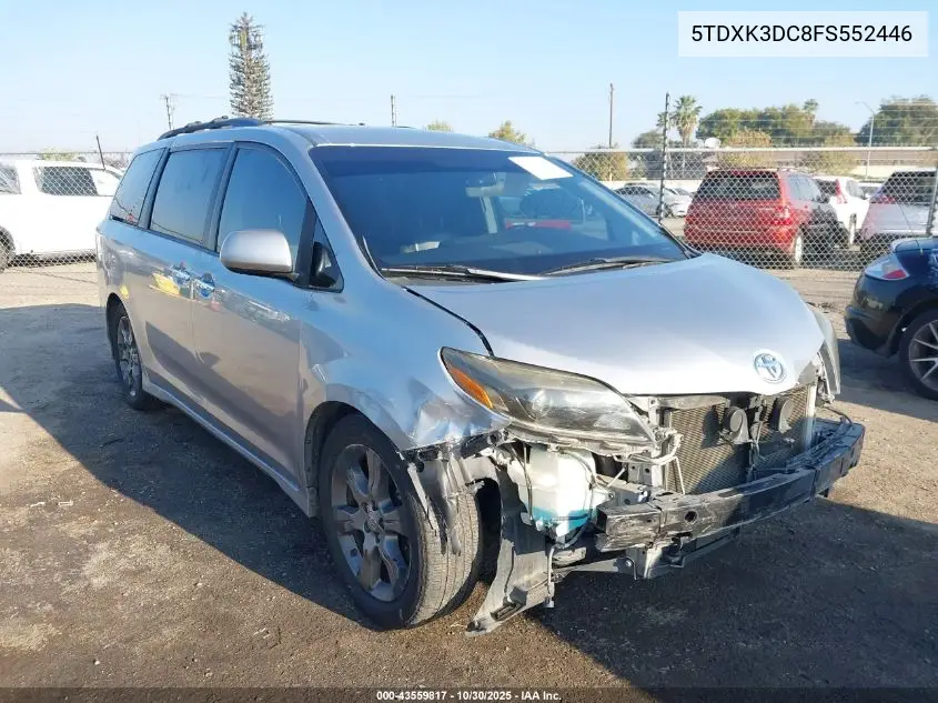 5TDXK3DC8FS552446 2015 Toyota Sienna Se 8 Passenger