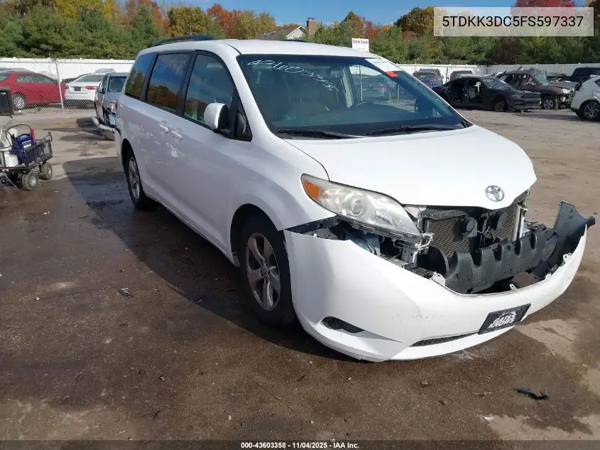 5TDKK3DC5FS597337 2015 Toyota Sienna Le 8 Passenger