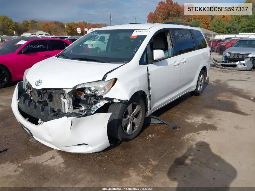 5TDKK3DC5FS597337 2015 Toyota Sienna Le 8 Passenger