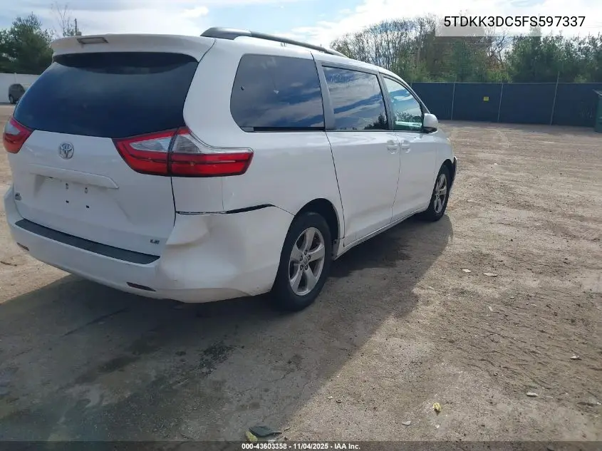 5TDKK3DC5FS597337 2015 Toyota Sienna Le 8 Passenger