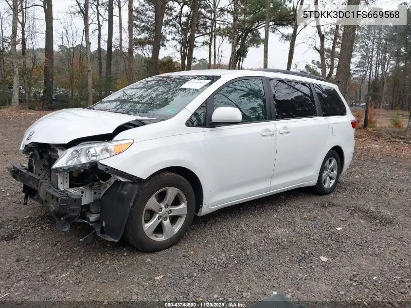5TDKK3DC1FS669568 2015 Toyota Sienna Le 8 Passenger