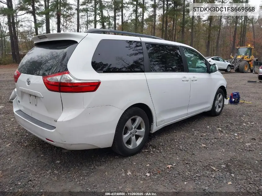 5TDKK3DC1FS669568 2015 Toyota Sienna Le 8 Passenger