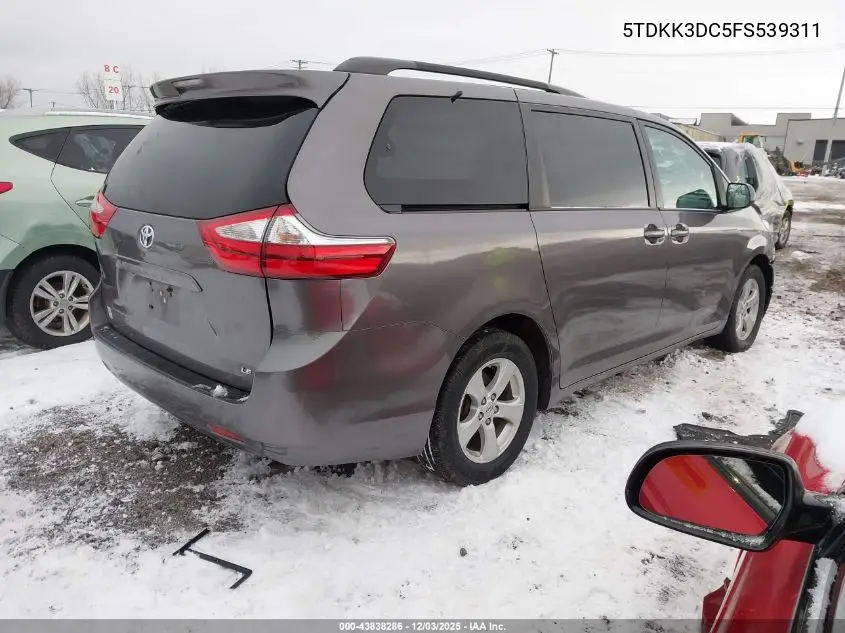 5TDKK3DC5FS539311 2015 Toyota Sienna Le 8 Passenger