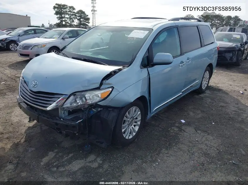 2015 Toyota Sienna Xle 8 Passenger VIN: 5TDYK3DC3FS585956 Lot: 44402696