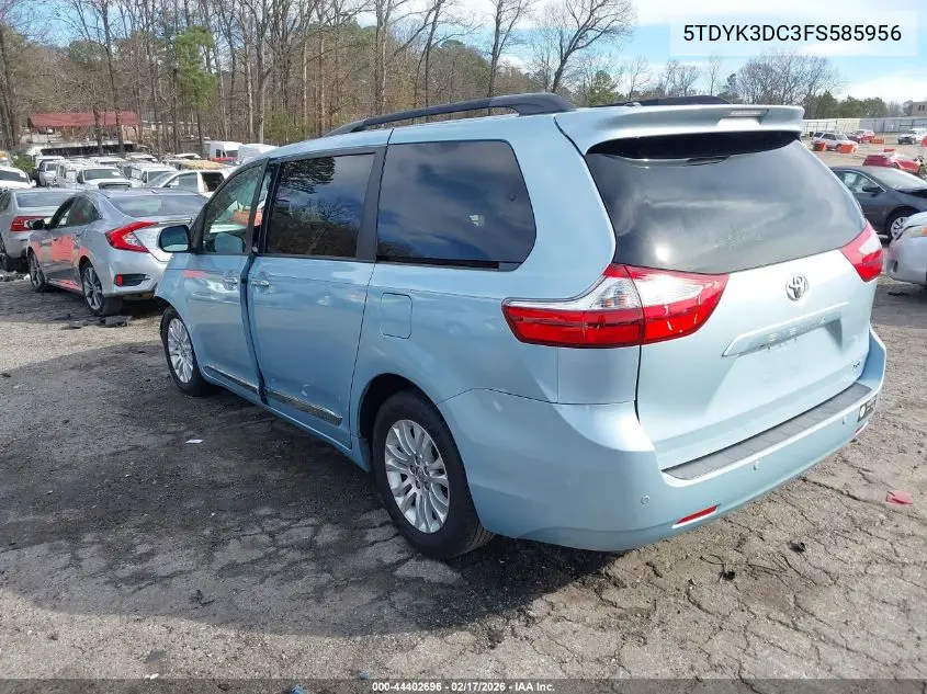 2015 Toyota Sienna Xle 8 Passenger VIN: 5TDYK3DC3FS585956 Lot: 44402696
