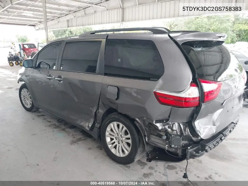 5TDYK3DC2GS758383 2016 Toyota Sienna Xle/Limited