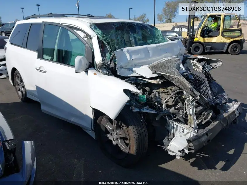 5TDXK3DC1GS748908 2016 Toyota Sienna Se 8 Passenger