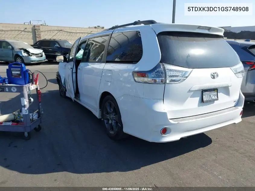5TDXK3DC1GS748908 2016 Toyota Sienna Se 8 Passenger