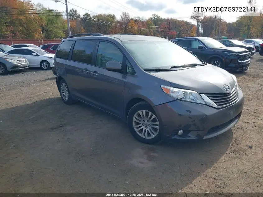 5TDYK3DC7GS722141 2016 Toyota Sienna Xle 8 Passenger