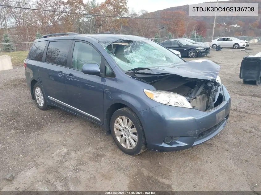 5TDJK3DC4GS136708 2016 Toyota Sienna Le 7 Passenger