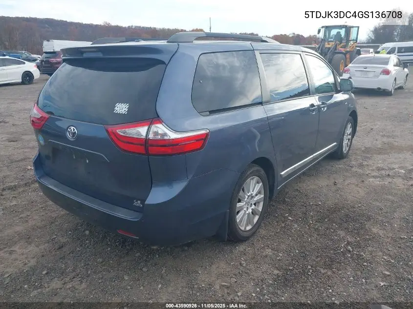 5TDJK3DC4GS136708 2016 Toyota Sienna Le 7 Passenger