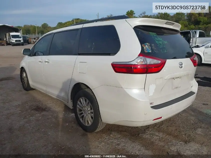 5TDYK3DC9GS723758 2016 Toyota Sienna Xle 8 Passenger