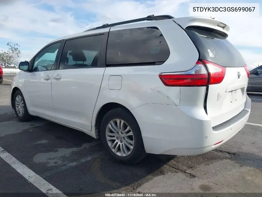 5TDYK3DC3GS699067 2016 Toyota Sienna Xle 8 Passenger