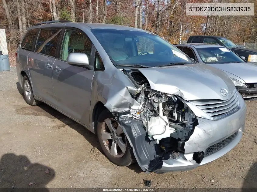 5TDKZ3DC3HS833935 2017 Toyota Sienna Le 8 Passenger