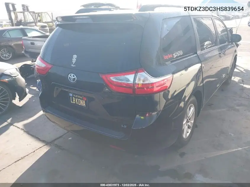 5TDKZ3DC3HS839654 2017 Toyota Sienna Le 8 Passenger
