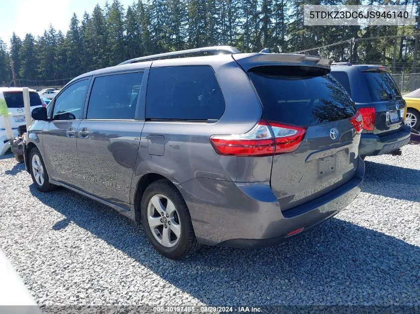 2018 Toyota Sienna Le 8 Passenger VIN: 5TDKZ3DC6JS946140 Lot: 40197485