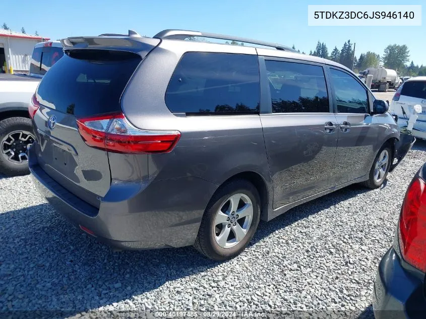 5TDKZ3DC6JS946140 2018 Toyota Sienna Le 8 Passenger