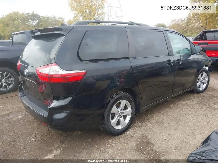 5TDKZ3DC6JS931881 2018 Toyota Sienna Le 8 Passenger