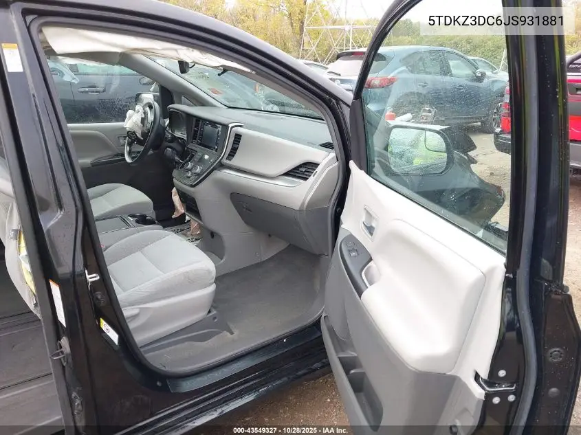 5TDKZ3DC6JS931881 2018 Toyota Sienna Le 8 Passenger