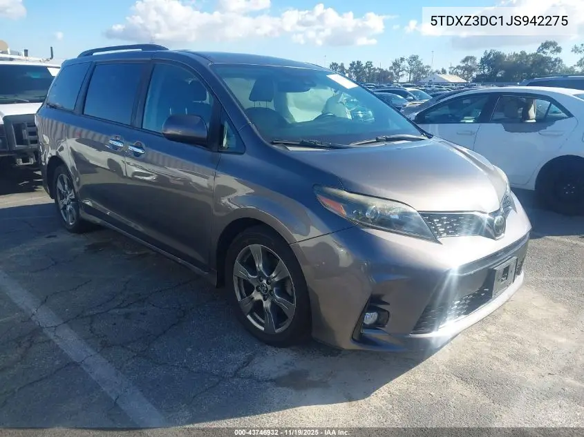 5TDXZ3DC1JS942275 2018 Toyota Sienna Se 8 Passenger