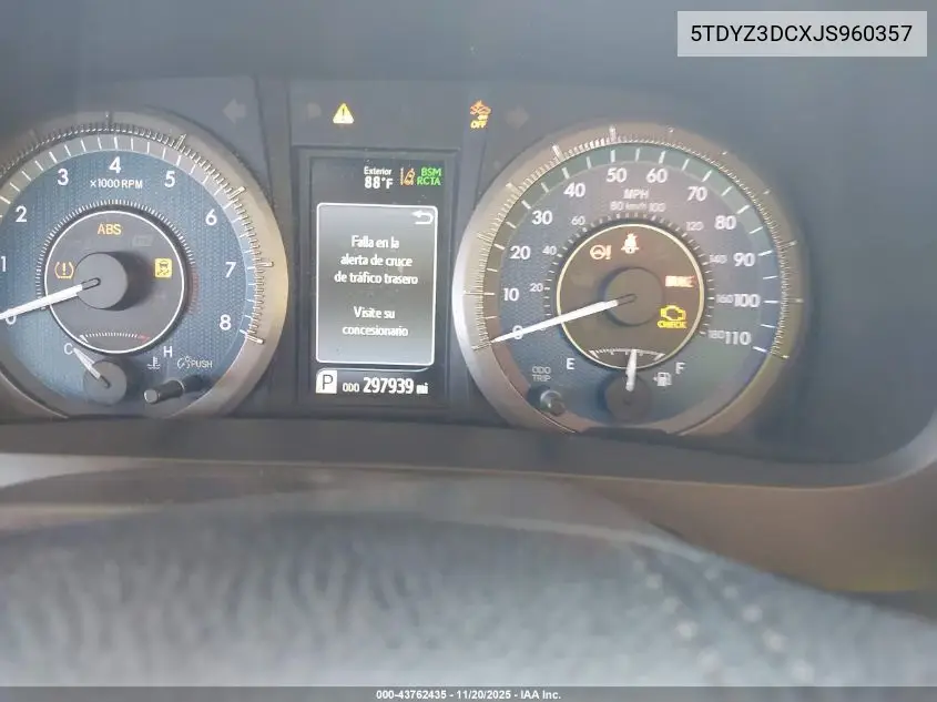 5TDYZ3DCXJS960357 2018 Toyota Sienna Xle 8 Passenger