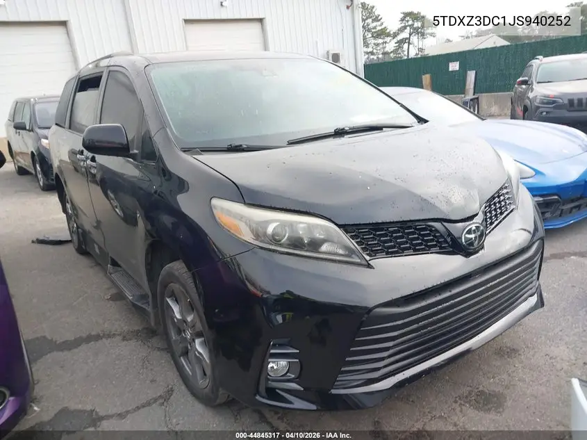 5TDXZ3DC1JS940252 2018 Toyota Sienna Se 8 Passenger