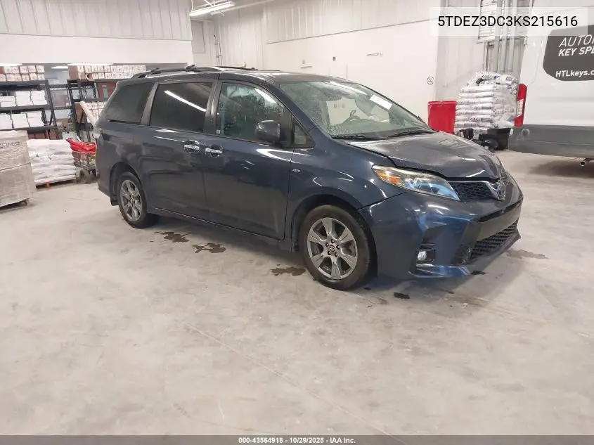 5TDEZ3DC3KS215616 2019 Toyota Sienna Se
