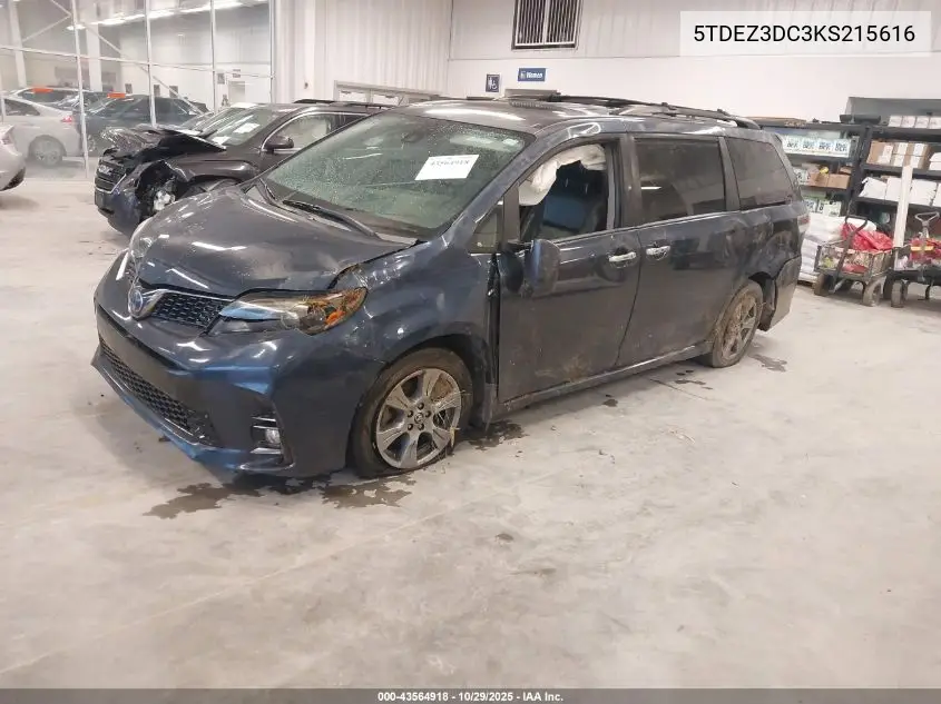 5TDEZ3DC3KS215616 2019 Toyota Sienna Se