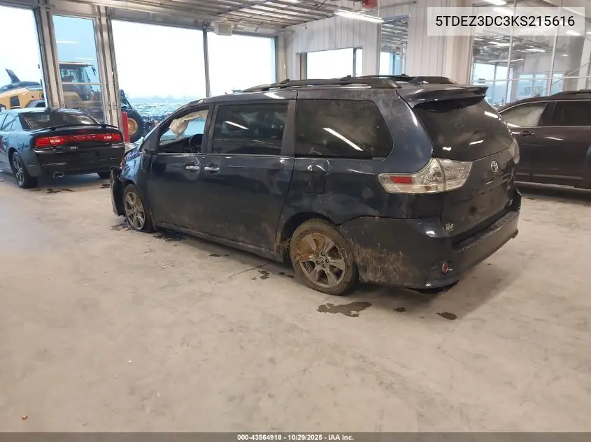 5TDEZ3DC3KS215616 2019 Toyota Sienna Se