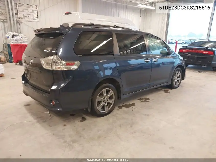 5TDEZ3DC3KS215616 2019 Toyota Sienna Se