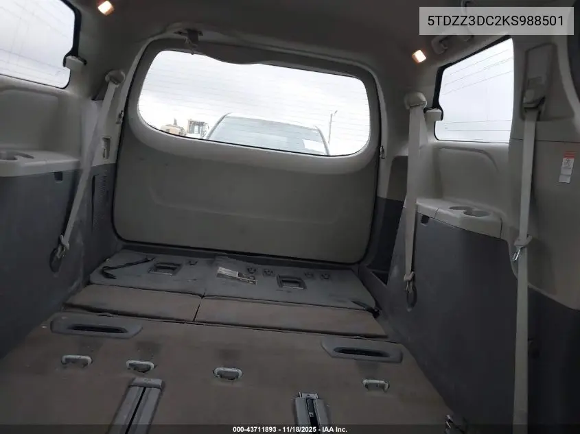 5TDZZ3DC2KS988501 2019 Toyota Sienna L 7 Passenger