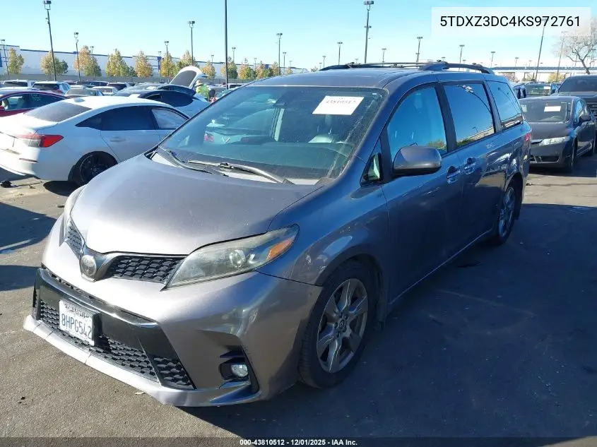 5TDXZ3DC4KS972761 2019 Toyota Sienna Se Premium 8 Passenger