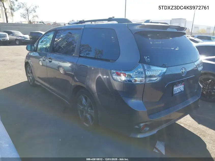 5TDXZ3DC4KS972761 2019 Toyota Sienna Se Premium 8 Passenger
