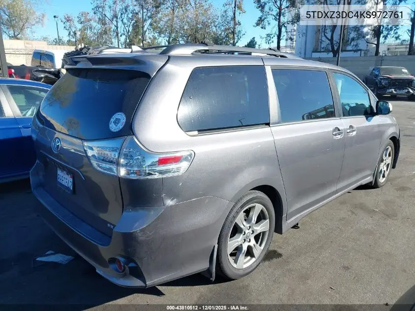 5TDXZ3DC4KS972761 2019 Toyota Sienna Se Premium 8 Passenger