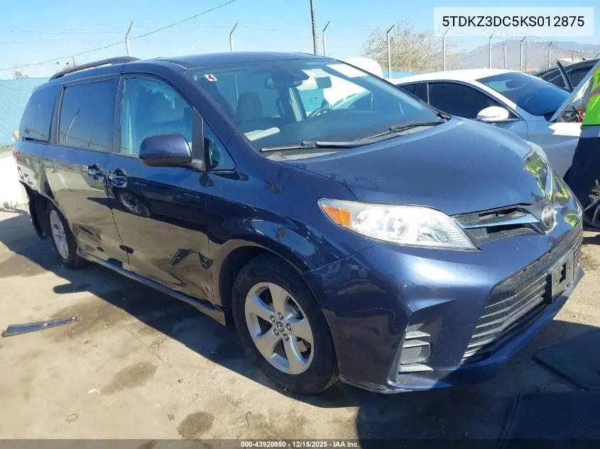 5TDKZ3DC5KS012875 2019 Toyota Sienna Le 8 Passenger