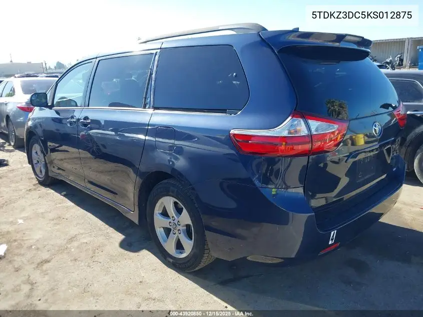 5TDKZ3DC5KS012875 2019 Toyota Sienna Le 8 Passenger