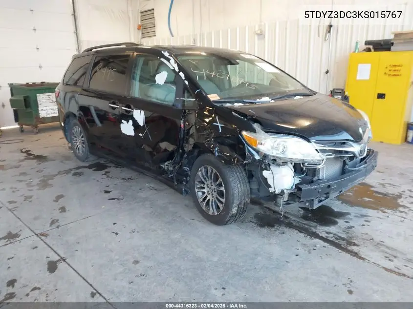 5TDYZ3DC3KS015767 2019 Toyota Sienna Xle 8 Passenger