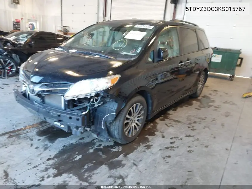 5TDYZ3DC3KS015767 2019 Toyota Sienna Xle 8 Passenger