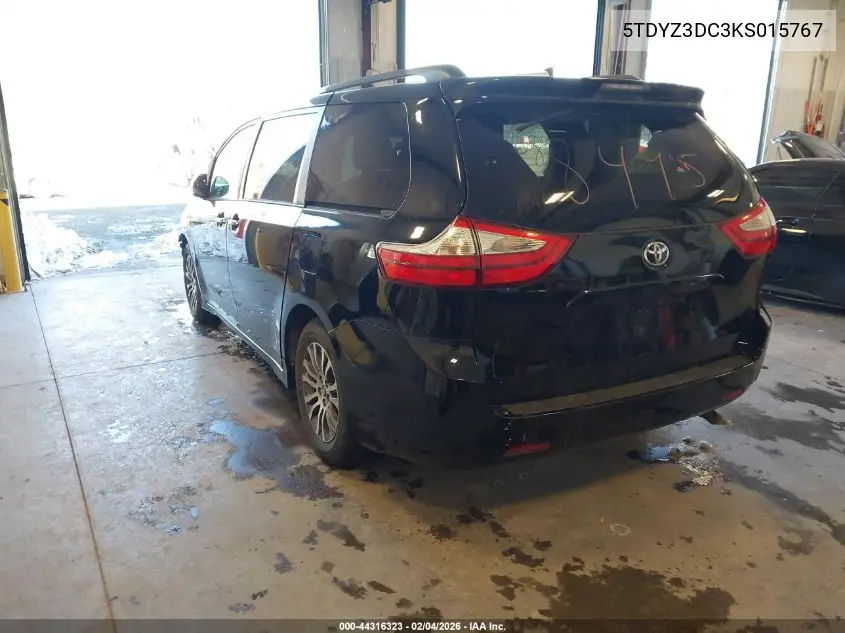 5TDYZ3DC3KS015767 2019 Toyota Sienna Xle 8 Passenger